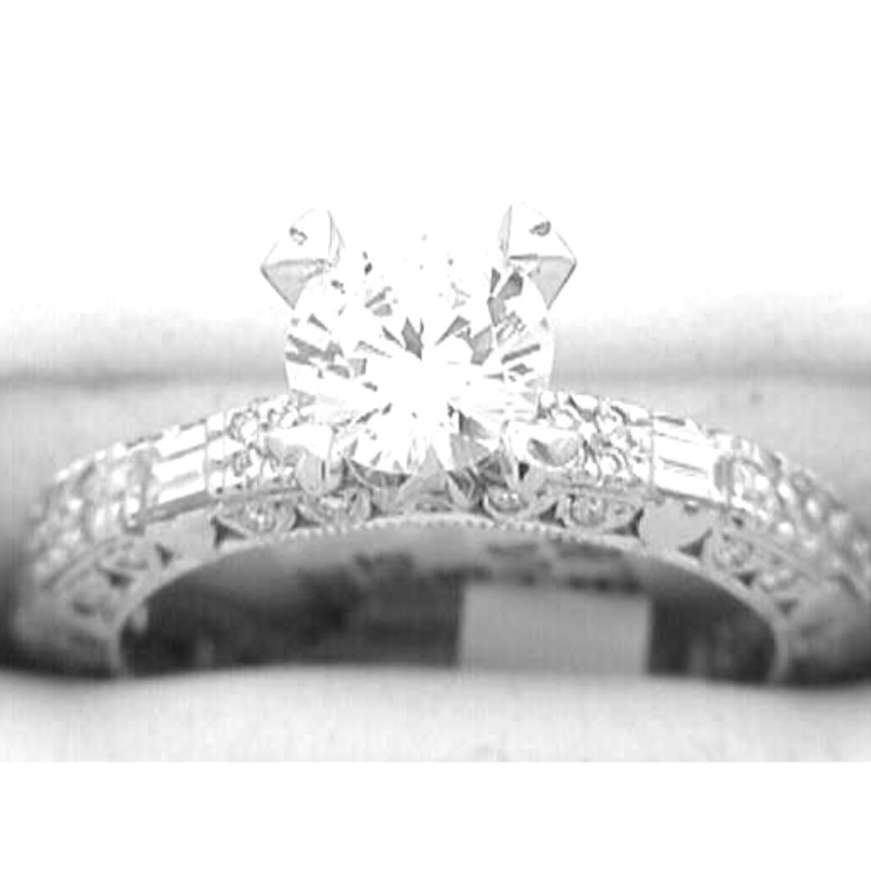 Tacori Platinum Diamond Semi-Mount CZ Center Ring